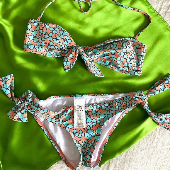 NWOT Dian Von Furstenberg Roxy Limited Edition Knotted Bandeau Halter Bikini Set - Picture 5 of 8